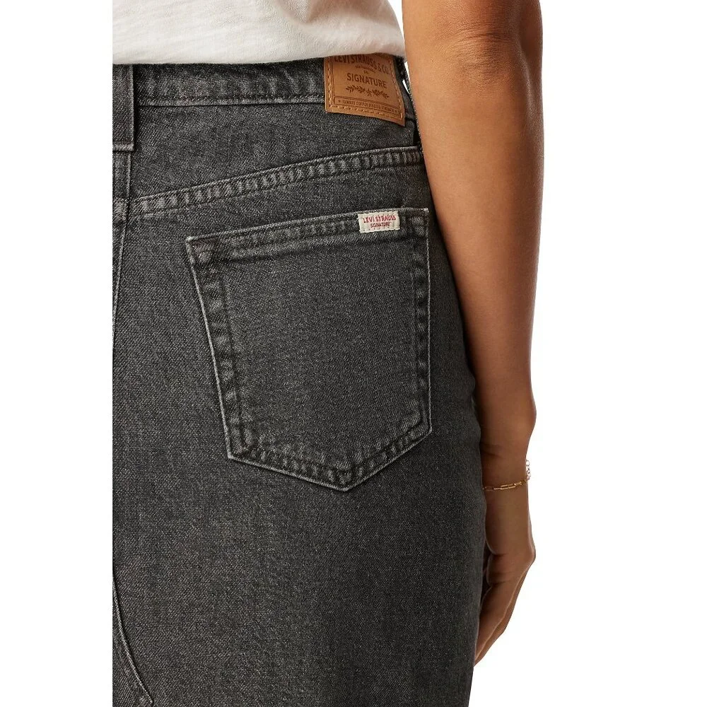 New Women's Levi's Strauss Signature Denim MAXI Skirt Rising Star Charcoal Wash - Picture 4 of 5